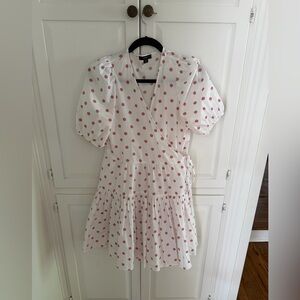 J crew Polka Dot Wrap-Style Dress in White and Pink